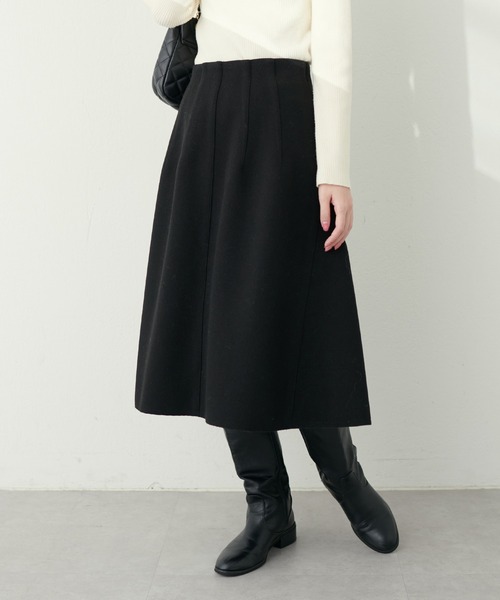 natural couture（ナチュラルクチュール）の「サイドフレアフェイクウールスカート（スカート・レディース・ブラック/サックスブルー/アイボリー/モカ・FREE）」の20枚目の写真