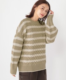 【毛玉になりにくい/マシンウォッシャブル】3ゲージお手入れらくらくケーブルニット