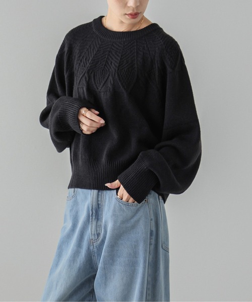 La-gemme(ラジェム)の「2タイプニット(ニット/セーター・レディース・ブラック系1/ライトグレー系2/ブラック系2/ブラウン系1/ホワイト系1/ホワイト系2/ブラウン系2/ライトグレー系1・フリー)」の4枚目の写真