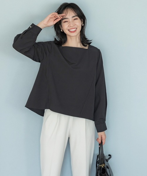 coca(coca)(コカ)の「裏起毛バックパールブラウス(シャツ/ブラウス・レディース・ブラック/ブルー・M/L)」の8枚目の写真