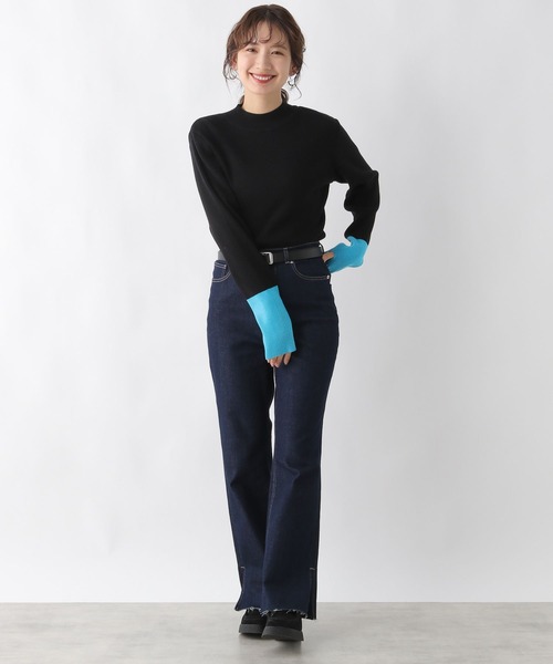 LEPSIM（レプシィム）の「12ゲージ配色リブハイネックプルオーバー　990510（ニット/セーター・レディース・ブラック/グレー/ブルー/ホワイト×ブラック/ホワイト・FREE）」の21枚目の写真