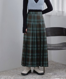 チェック柄タックプリーツロングスカート