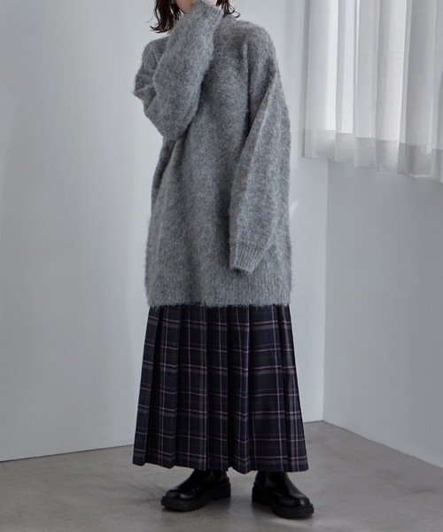 etoll.（エトル）の「チェック柄タックプリーツロングスカート（スカート・レディース・ネイビー/グリーン・M）」の9枚目の写真