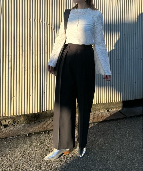 y/m by misato（イムバイミサト）の「シアージャガードフレアトップス（Tシャツ/カットソー・レディース・ブラック/ホワイト・FREE）」の17枚目の写真