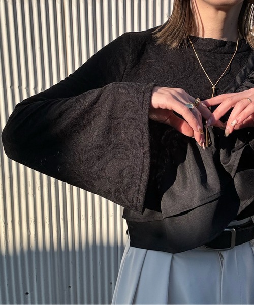 y/m by misato（イムバイミサト）の「シアージャガードフレアトップス（Tシャツ/カットソー・レディース・ブラック/ホワイト・FREE）」の22枚目の写真