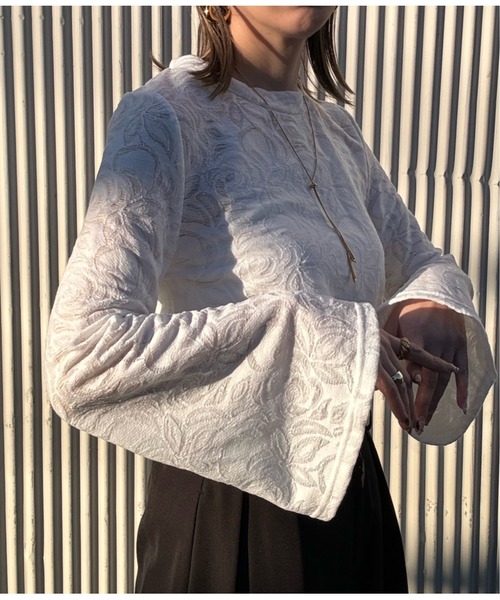 y/m by misato（イムバイミサト）の「シアージャガードフレアトップス（Tシャツ/カットソー・レディース・ブラック/ホワイト・FREE）」の13枚目の写真