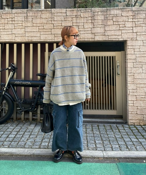 CIAOPANIC TYPY（チャオパニックティピー）の「【WEB限定】【ユニセックス】ボーダーニット（ニット/セーター・メンズ・ホワイト/ブラック/グレー・ONE SIZE）」の10枚目の写真