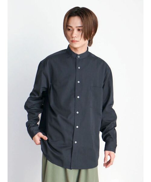 CRAFT STANDARD BOUTIQUE(クラフトスタンダードブティック)の「T/Rバンドカラーシャツ(シャツ/ブラウス・メンズ・ブラック/チャコールグレー/アイボリー/グレイッシュベージュ・M/L/XL)」の12枚目の写真