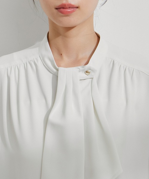 VIS（ビス）の「フロントフリルボウタイブラウス（シャツ/ブラウス・レディース・サックスブルー/オフホワイト/ネイビー・FREE）」の19枚目の写真