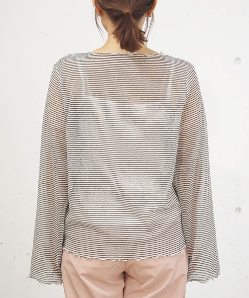 tiptop（ティップトップ）の「シアーボーダーロンT×キャミセット（Tシャツ/カットソー・レディース・チャコールグレー/オフホワイト/アイボリー/ブルー・FREE）」の15枚目の写真
