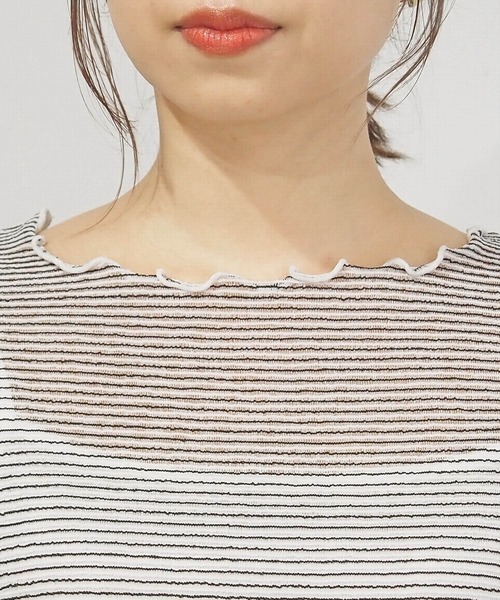 tiptop（ティップトップ）の「シアーボーダーロンT×キャミセット（Tシャツ/カットソー・レディース・チャコールグレー/オフホワイト/アイボリー/ブルー・FREE）」の16枚目の写真