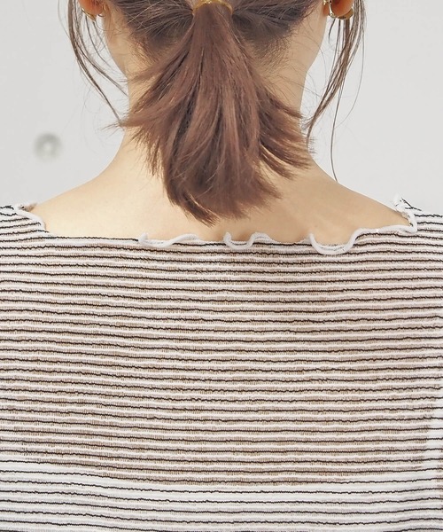 tiptop（ティップトップ）の「シアーボーダーロンT×キャミセット（Tシャツ/カットソー・レディース・チャコールグレー/オフホワイト/アイボリー/ブルー・FREE）」の17枚目の写真