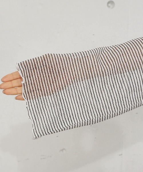 tiptop（ティップトップ）の「シアーボーダーロンT×キャミセット（Tシャツ/カットソー・レディース・チャコールグレー/オフホワイト/アイボリー/ブルー・FREE）」の18枚目の写真