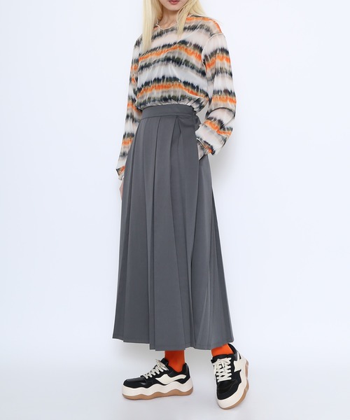 PUNYUS（プニュズ）の「ボックスプリーツロングスカート（スカート・レディース・グレー/ブラック・1/2/3/4）」の21枚目の写真