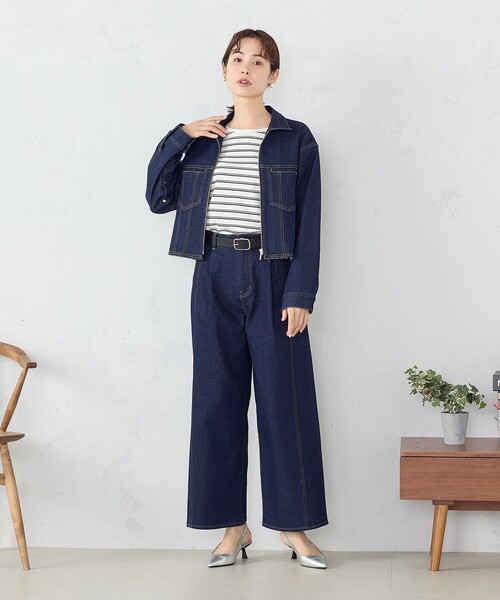 COMME CA ISM（コムサイズム）の「デニム　ワイドパンツ / セットアップ対応（デニムパンツ・レディース・ブルー/インディゴブルー・SMALL/MEDIUM/LARGE）」の4枚目の写真