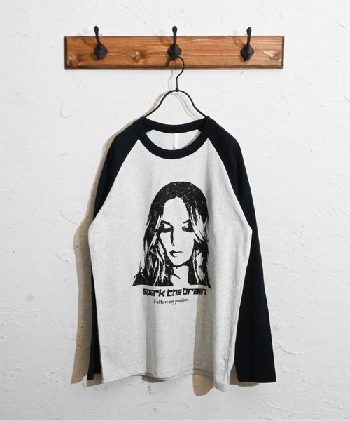 Anytime Songs(エニータイムソングス)の「16/天竺ラグラン 切り替えプリント Tシャツ(WOMAN)(Tシャツ/カットソー・メンズ・アッシュ/ベージュ/ホワイト・MEDIUM/LARGE/X-LARGE)」の8枚目の写真