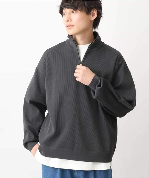 a.v.v（アーヴェヴェ）の「【大人カジュアル】ハーフジップニット（ニット/セーター・メンズ・アイボリー/チャコールグレー・46/48）」の2枚目の写真
