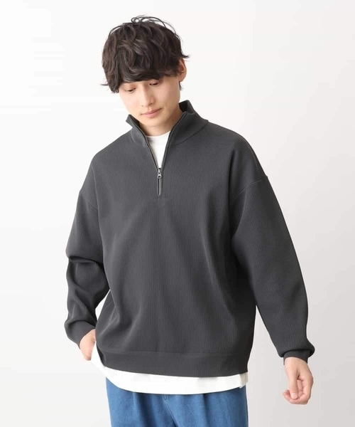 a.v.v（アーヴェヴェ）の「【大人カジュアル】ハーフジップニット（ニット/セーター・メンズ・アイボリー/チャコールグレー・46/48）」の9枚目の写真