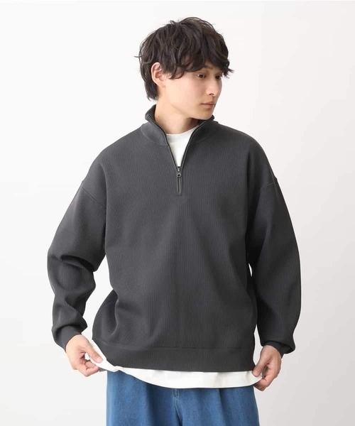 a.v.v（アーヴェヴェ）の「【大人カジュアル】ハーフジップニット（ニット/セーター・メンズ・アイボリー/チャコールグレー・46/48）」の10枚目の写真