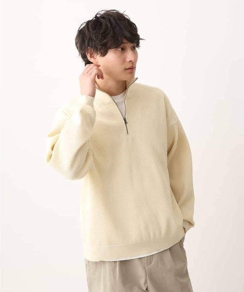 a.v.v（アーヴェヴェ）の「【大人カジュアル】ハーフジップニット（ニット/セーター・メンズ・アイボリー/チャコールグレー・46/48）」の12枚目の写真