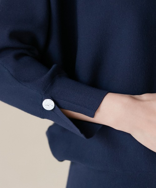 「PAMM」 7分袖ニット フリー ネイビー レディース VIS（ビス）の「【前後2WAY】ドルマン七分袖ニットプルオーバー
