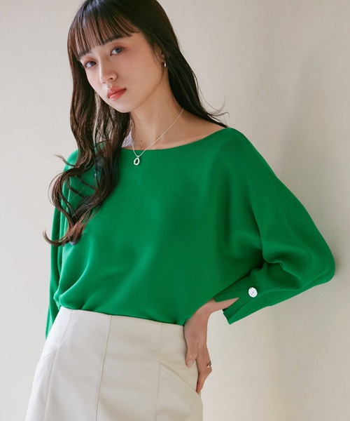 VIS（ビス）の「【前後2WAY】ドルマン七分袖ニットプルオーバー（ニット/セーター・レディース・オフホワイト/グリーン系その他/ブルー系その他/ベージュ系その他3・FREE）」の7枚目の写真