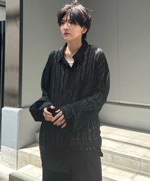ルーズシルエット デザインシアーシャツ 長袖