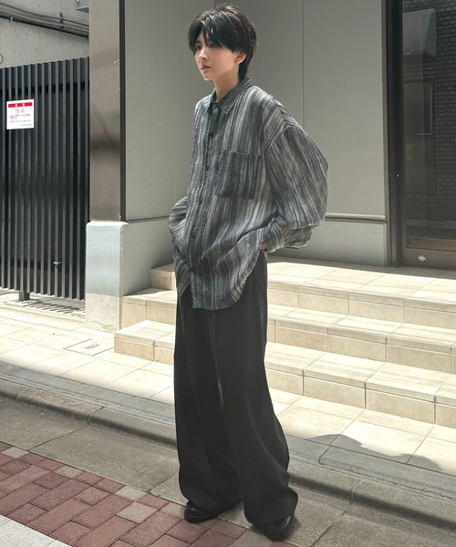 Confirm（コンファーム）の「25SS ルーズシルエット デザインシアーシャツ 長袖【Confirm】（シャツ/ブラウス・メンズ・サックスブルー系/ライム/ホワイト系その他/グレー/ブラック系その他/ブラック・L/M）」の8枚目の写真