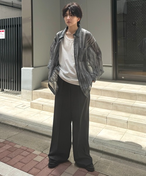 Confirm（コンファーム）の「25SS ルーズシルエット デザインシアーシャツ 長袖【Confirm】（シャツ/ブラウス・メンズ・サックスブルー系/ライム/ホワイト系その他/グレー/ブラック系その他/ブラック・L/M）」の20枚目の写真