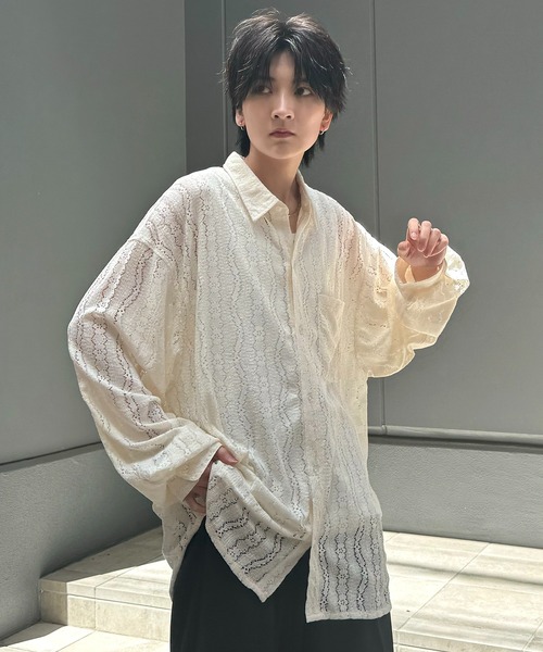 Confirm（コンファーム）の「25SS ルーズシルエット デザインシアーシャツ 長袖【Confirm】（シャツ/ブラウス・メンズ・サックスブルー系/ライム/ホワイト系その他/グレー/ブラック系その他/ブラック・L/M）」の21枚目の写真