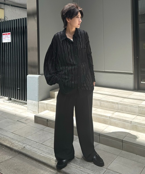 Confirm（コンファーム）の「25SS ルーズシルエット デザインシアーシャツ 長袖【Confirm】（シャツ/ブラウス・メンズ・サックスブルー系/ライム/ホワイト系その他/グレー/ブラック系その他/ブラック・L/M）」の12枚目の写真