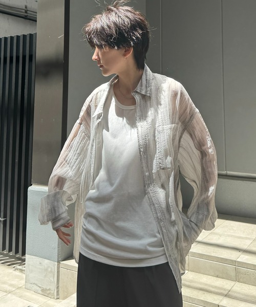 Confirm（コンファーム）の「25SS ルーズシルエット デザインシアーシャツ 長袖【Confirm】（シャツ/ブラウス・メンズ・サックスブルー系/ライム/ホワイト系その他/グレー/ブラック系その他/ブラック・L/M）」の15枚目の写真