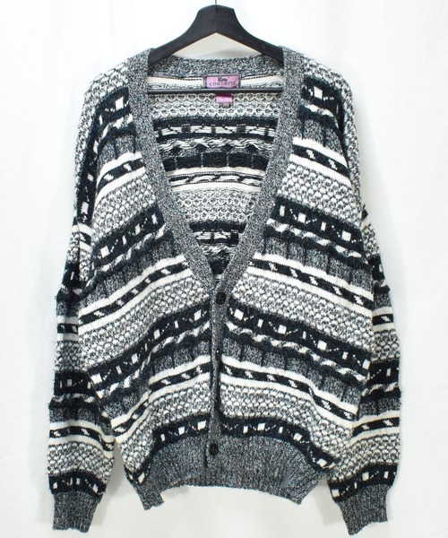 【ヴィンテージ古着】90's CONCRETE 立体編み 3D 総柄 デザインカーディガン（カーディガン/ボレロ）｜VINTAGE（ヴィンテージ）