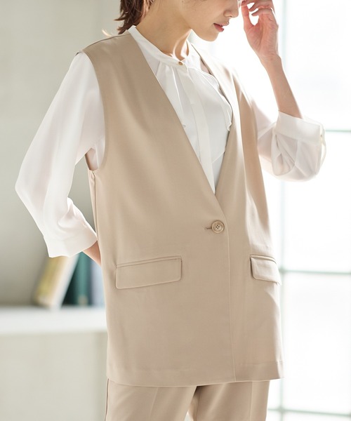 Honeys（ハニーズ）の「カラーレスジレ（ベスト・レディース・ネイビー/ベージュ/ライトベージュ/ブラック・S/M/L/LL）」の2枚目の写真