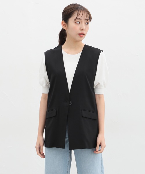 Honeys（ハニーズ）の「カラーレスジレ（ベスト・レディース・ネイビー/ベージュ/ライトベージュ/ブラック・S/M/L/LL）」の12枚目の写真