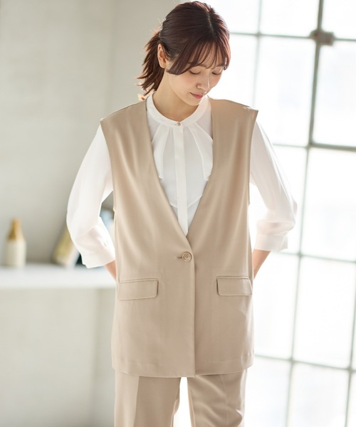 Honeys（ハニーズ）の「カラーレスジレ（ベスト・レディース・ネイビー/ベージュ/ライトベージュ/ブラック・S/M/L/LL）」の19枚目の写真