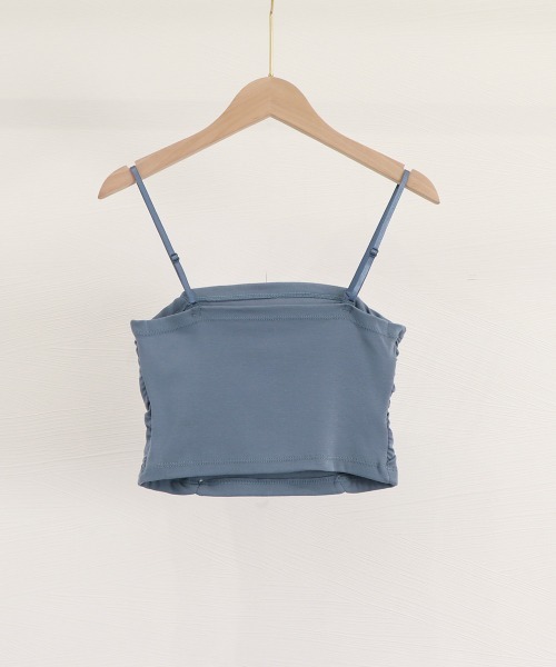 Miniministore(ミニミニストア)の「クロップド ギャザーキャミソールカップ付(キャミソール・レディース・ダークグレー/ブルー/ブラック/ホワイト/グリーン・FREE)」の21枚目の写真