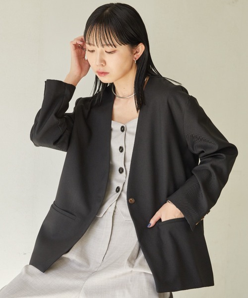 Aunt Marie's（アントマリーズ）の「リネンライクノーカラージャケット