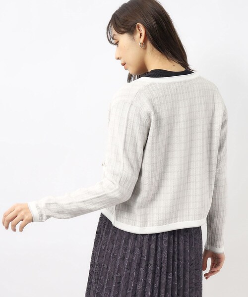 index（インデックス）の「◆カラーツイードニットカーディガン【洗濯機洗い可】（カーディガン/ボレロ・レディース・パープル系1/ブラック系1/ホワイト系4・42/40/38/36）」の9枚目の写真