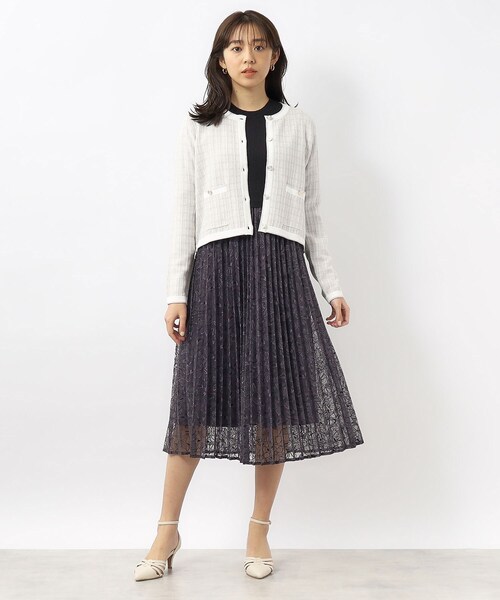 index（インデックス）の「◆カラーツイードニットカーディガン【洗濯機洗い可】（カーディガン/ボレロ・レディース・パープル系1/ブラック系1/ホワイト系4・42/40/38/36）」の10枚目の写真