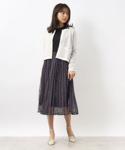 index（インデックス）の「◆カラーツイードニットカーディガン【洗濯機洗い可】（カーディガン/ボレロ・レディース・パープル系1/ブラック系1/ホワイト系4・42/40/38/36）」の11枚目の写真