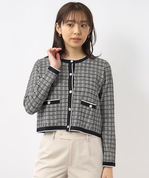 index（インデックス）の「◇カラーツイードニットカーディガン【洗濯