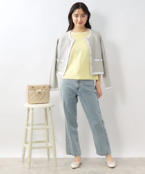 index（インデックス）の「◆カラーツイードニットカーディガン【洗濯機洗い可】（カーディガン/ボレロ・レディース・パープル系1/ブラック系1/ホワイト系4・42/40/38/36）」の8枚目の写真