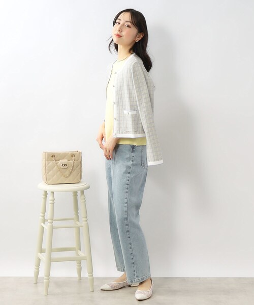 index（インデックス）の「◆カラーツイードニットカーディガン【洗濯機洗い可】（カーディガン/ボレロ・レディース・パープル系1/ブラック系1/ホワイト系4・42/40/38/36）」の17枚目の写真