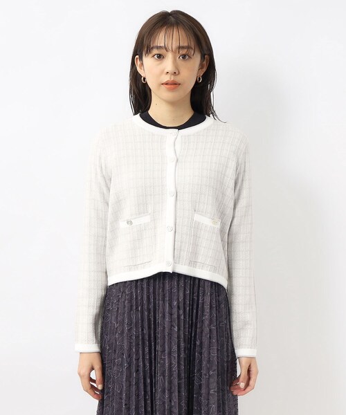 index（インデックス）の「◆カラーツイードニットカーディガン【洗濯機洗い可】（カーディガン/ボレロ・レディース・パープル系1/ブラック系1/ホワイト系4・42/40/38/36）」の19枚目の写真