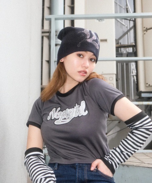 Nope Girl(ノープガール)の「Nopegirl signature ringer T shirt(Tシャツ/カットソー・レディース・ブラック/オフホワイト/ネイビー系2・SMALL)」の9枚目の写真