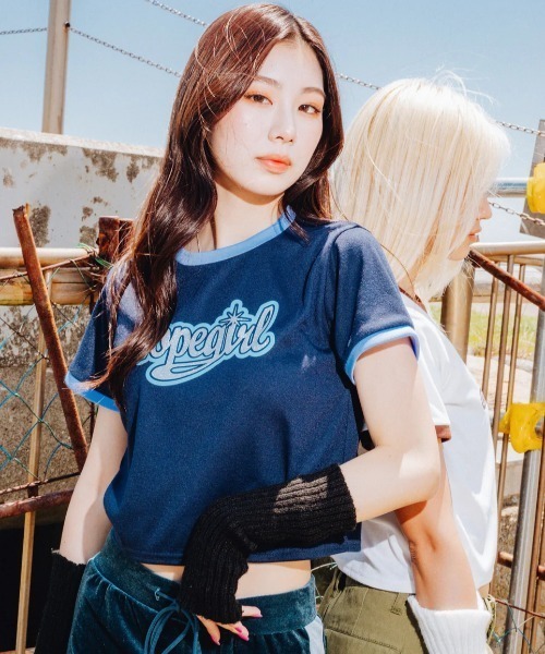 Nope Girl(ノープガール)の「Nopegirl signature ringer T shirt(Tシャツ/カットソー・レディース・ブラック/オフホワイト/ネイビー系2・SMALL)」の6枚目の写真