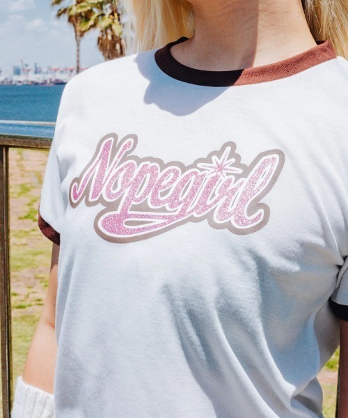 Nope Girl(ノープガール)の「Nopegirl signature ringer T shirt(Tシャツ/カットソー・レディース・ブラック/オフホワイト/ネイビー系2・SMALL)」の12枚目の写真