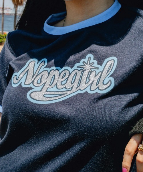 Nope Girl(ノープガール)の「Nopegirl signature ringer T shirt(Tシャツ/カットソー・レディース・ブラック/オフホワイト/ネイビー系2・SMALL)」の13枚目の写真