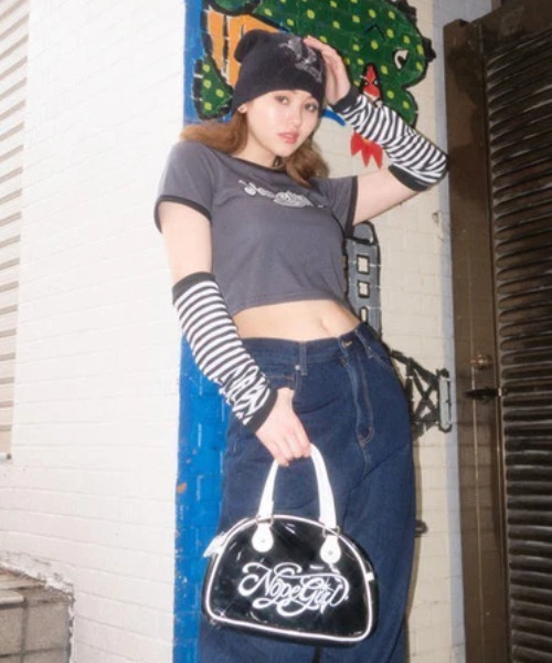 Nope Girl(ノープガール)の「Nopegirl signature ringer T shirt(Tシャツ/カットソー・レディース・ブラック/オフホワイト/ネイビー系2・SMALL)」の11枚目の写真